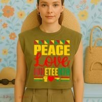 Peace Love & Juneteenth June 19th Freedom Day Garment-Dyed Women's Muscle Tee thumb 4