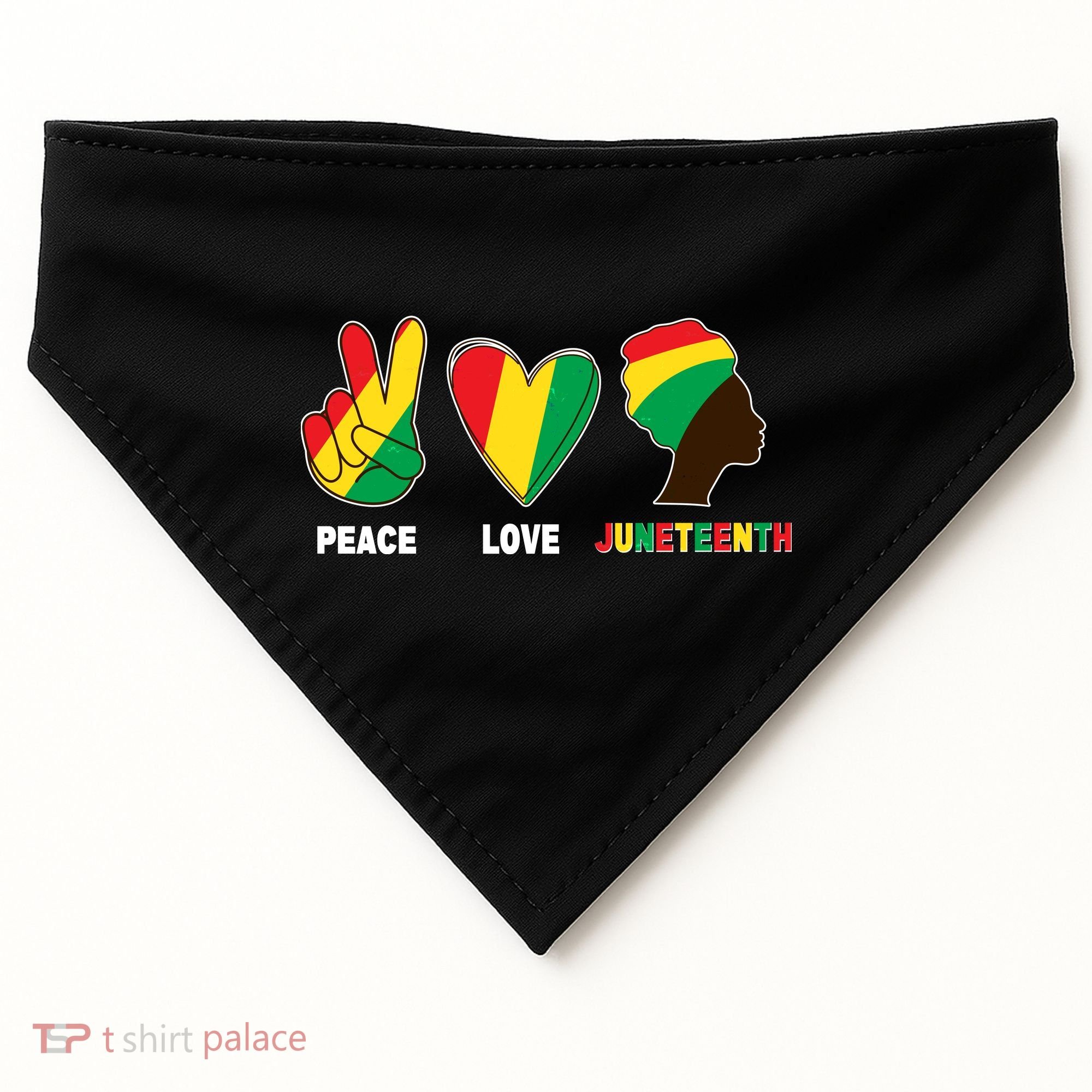 Peace Love Juneteenth USA-Made Doggie Bandana