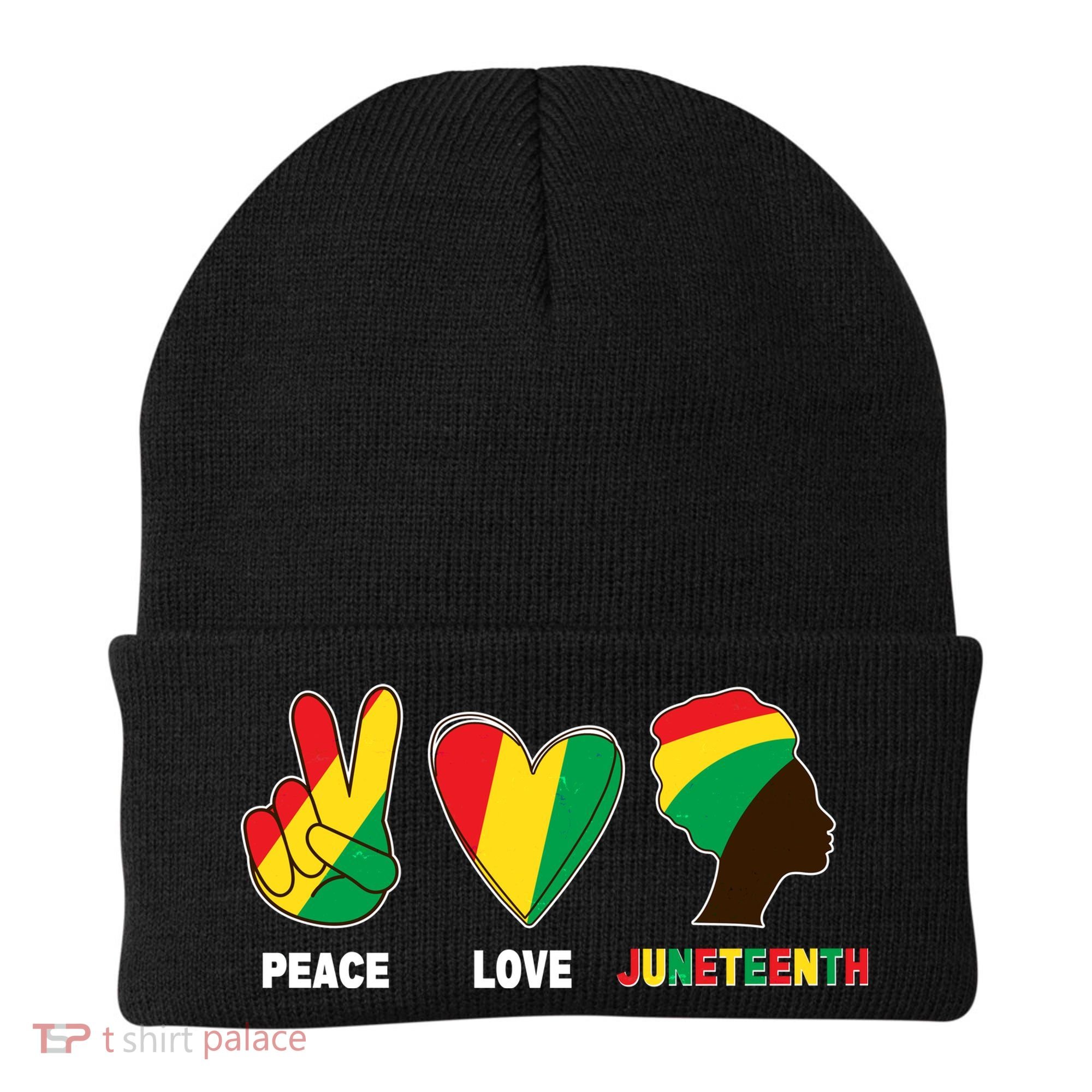 Peace Love Juneteenth Beanie