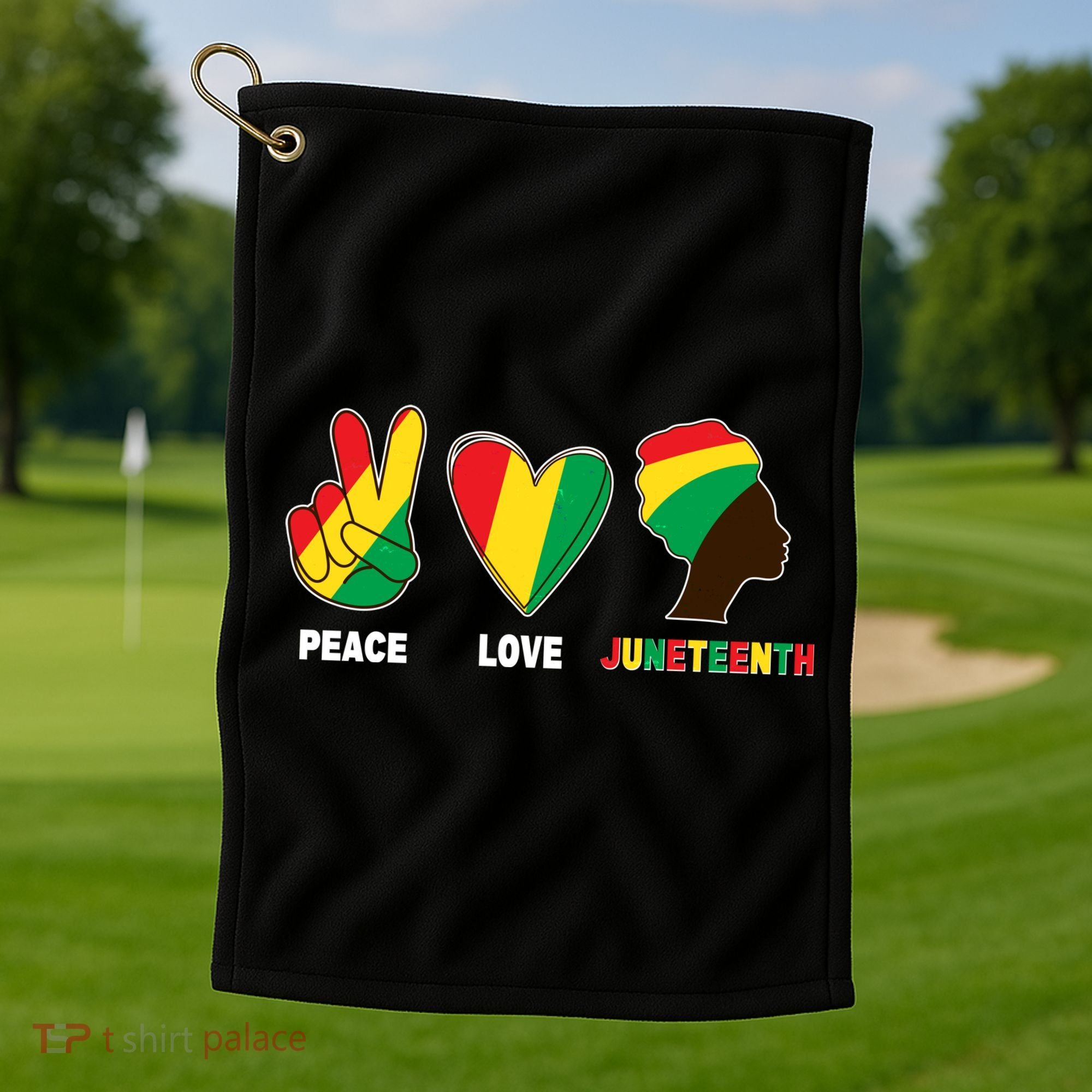 Peace Love Juneteenth Golf Towel