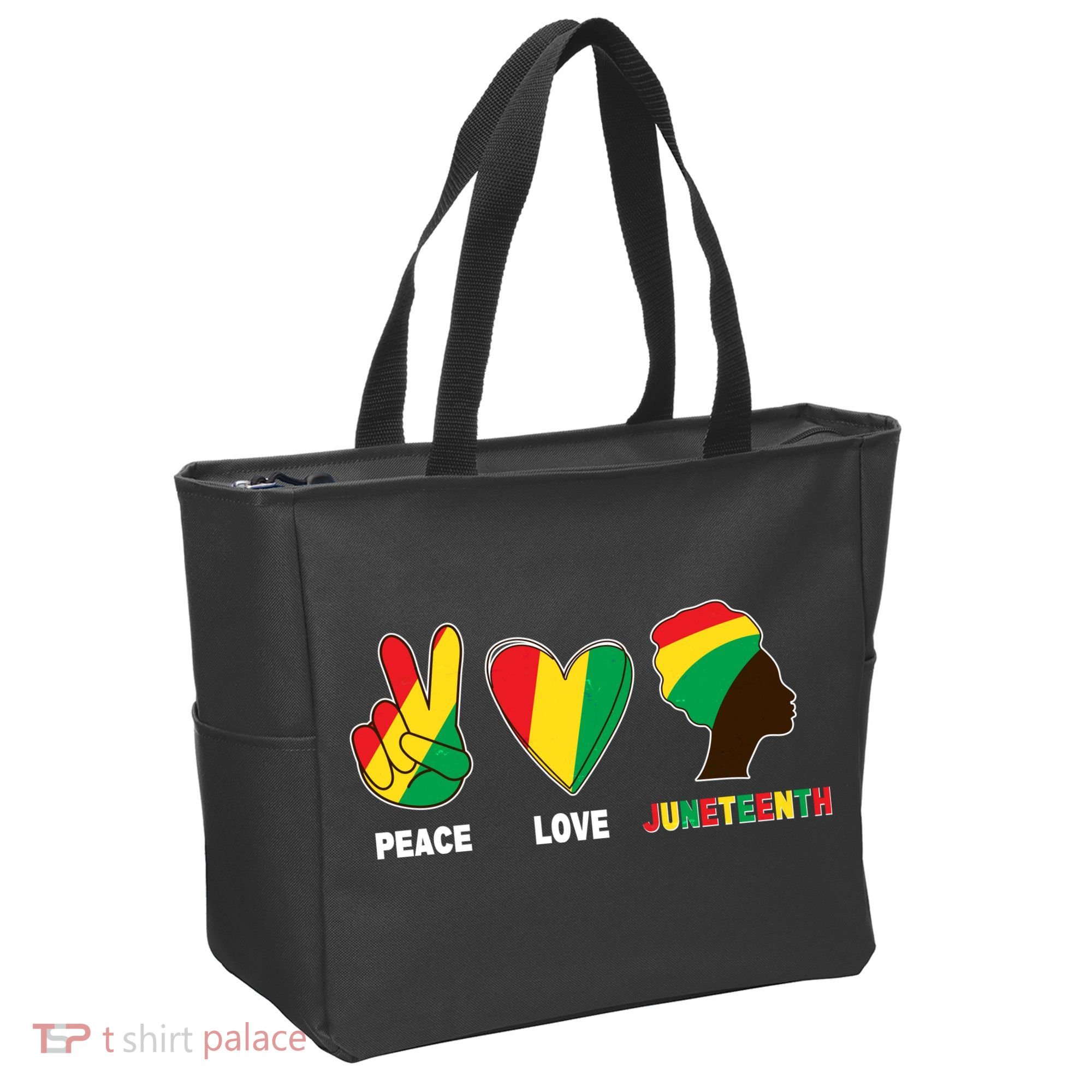 Peace Love Juneteenth Tote Bag