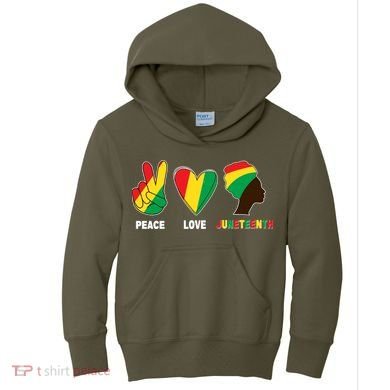 Peace Love Juneteenth Kids Hoodie