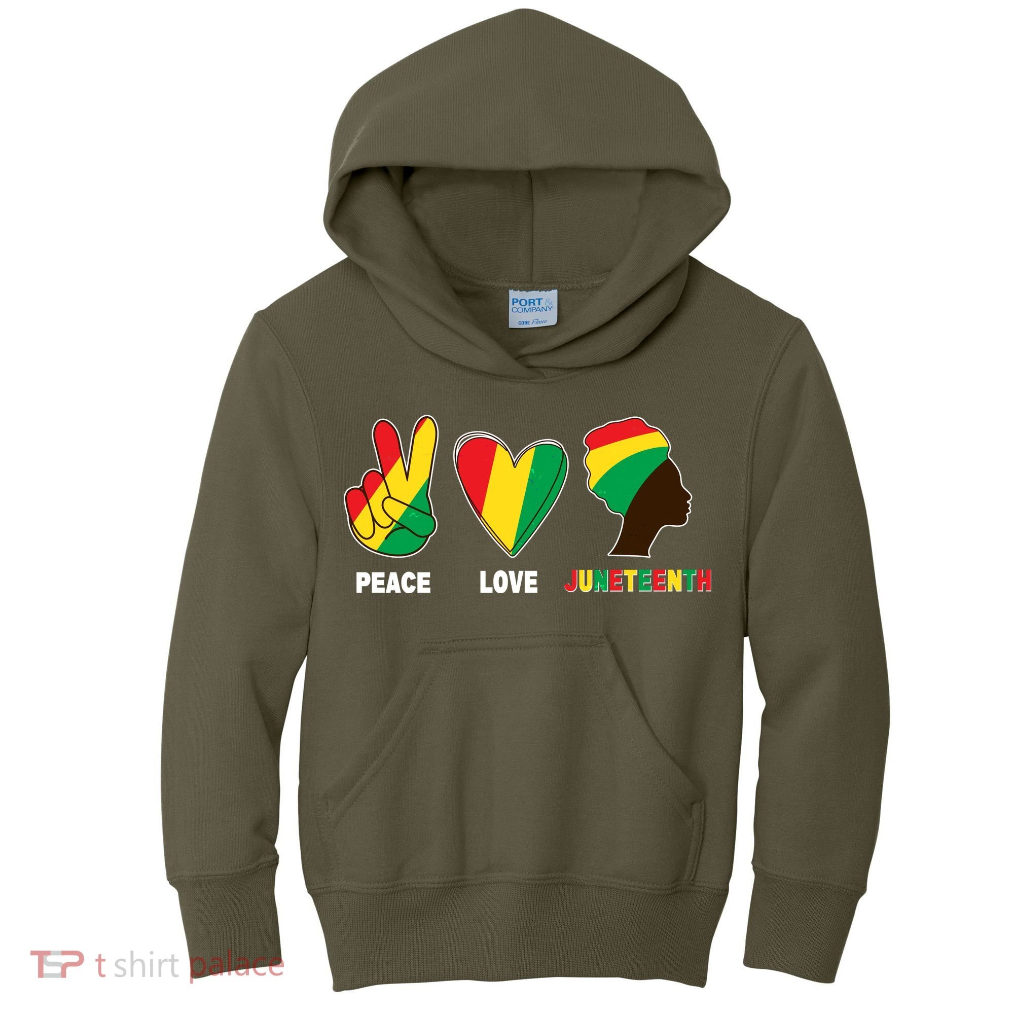 Peace Love Juneteenth Kids Hoodie