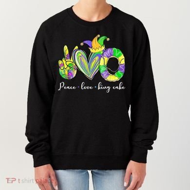 Peace Love King Cake Mardi Gras Women's Sweatshirt