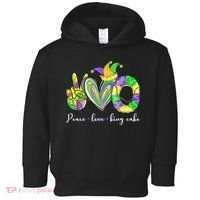 Peace Love King Cake Mardi Gras Toddler Hoodie thumb 0