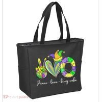 Peace Love King Cake Mardi Gras Tote Bag thumb 2