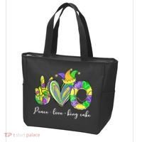 Peace Love King Cake Mardi Gras Tote Bag thumb 3