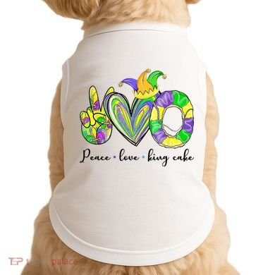 Peace Love King Cake Mardi Gras Doggie Tank