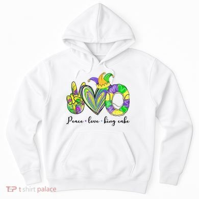 Peace Love King Cake Mardi Gras Hoodie