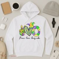 Peace Love King Cake Mardi Gras Hoodie thumb 3