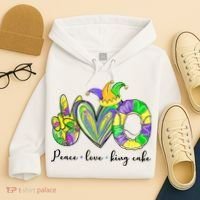 Peace Love King Cake Mardi Gras Hoodie thumb 4