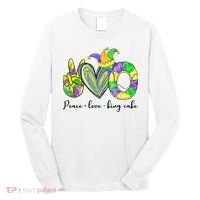 Peace Love King Cake Mardi Gras Long Sleeve Shirt thumb 0