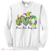 Peace Love King Cake Mardi Gras Sweatshirt thumb 0