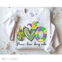 Peace Love King Cake Mardi Gras Sweatshirt thumb 2