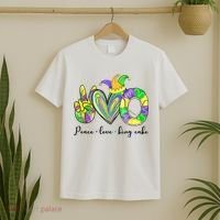 Peace Love King Cake Mardi Gras T-Shirt thumb 2