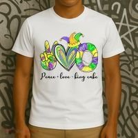 Peace Love King Cake Mardi Gras T-Shirt thumb 3