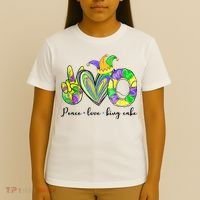 Peace Love King Cake Mardi Gras T-Shirt thumb 4