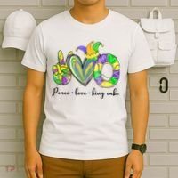 Peace Love King Cake Mardi Gras T-Shirt thumb 6