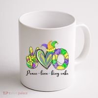 Peace Love King Cake Mardi Gras Coffee Mug thumb 1