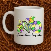 Peace Love King Cake Mardi Gras Coffee Mug thumb 2