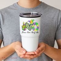 Peace Love King Cake Mardi Gras Tumbler thumb 2