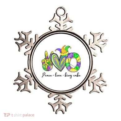 Peace Love King Cake Mardi Gras Ornament