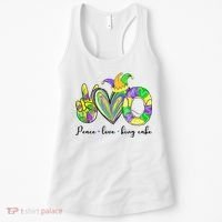 Peace Love King Cake Mardi Gras Women's Tank Top thumb 0