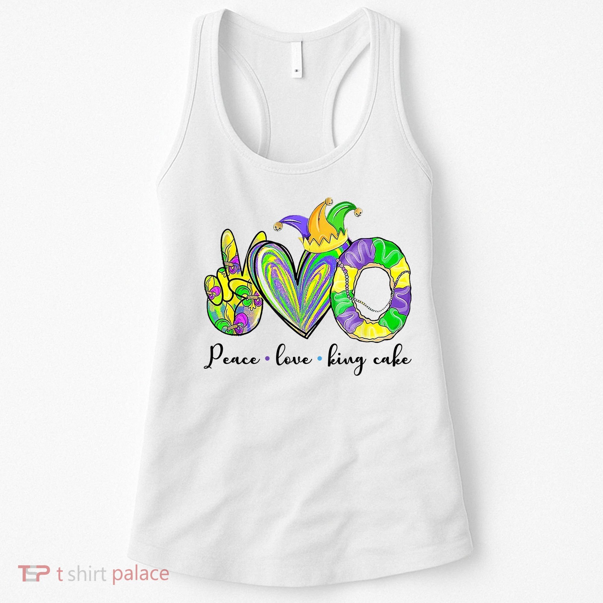 Peace Love King Cake Mardi Gras Women's Tank Top