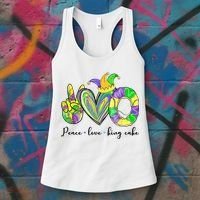 Peace Love King Cake Mardi Gras Women's Tank Top thumb 3