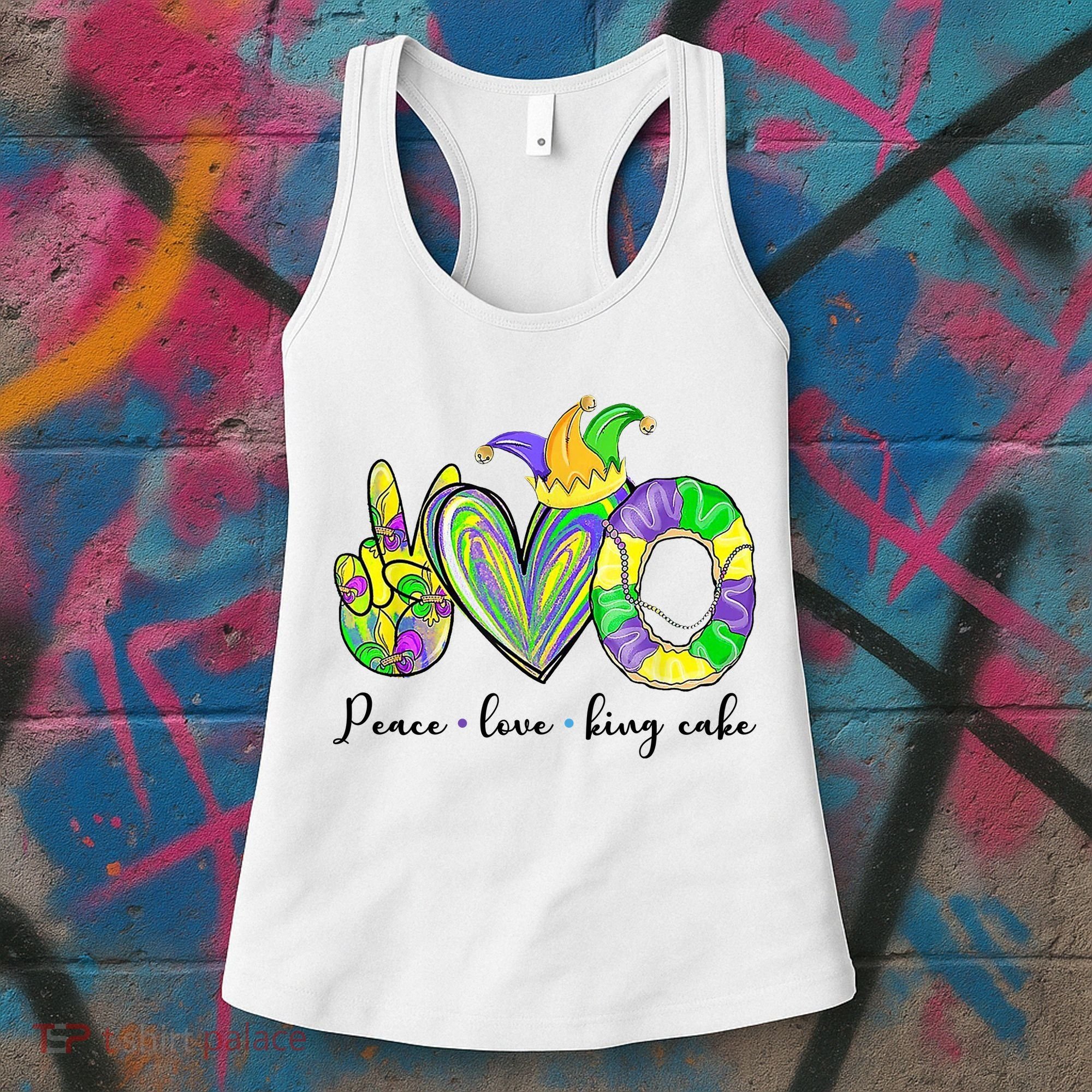Peace Love King Cake Mardi Gras Women's Tank Top