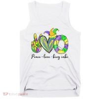 Peace Love King Cake Mardi Gras Tank Top thumb 0