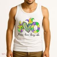 Peace Love King Cake Mardi Gras Tank Top thumb 3