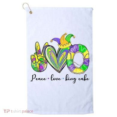 Peace Love King Cake Mardi Gras Golf Towel