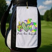 Peace Love King Cake Mardi Gras Golf Towel thumb 2