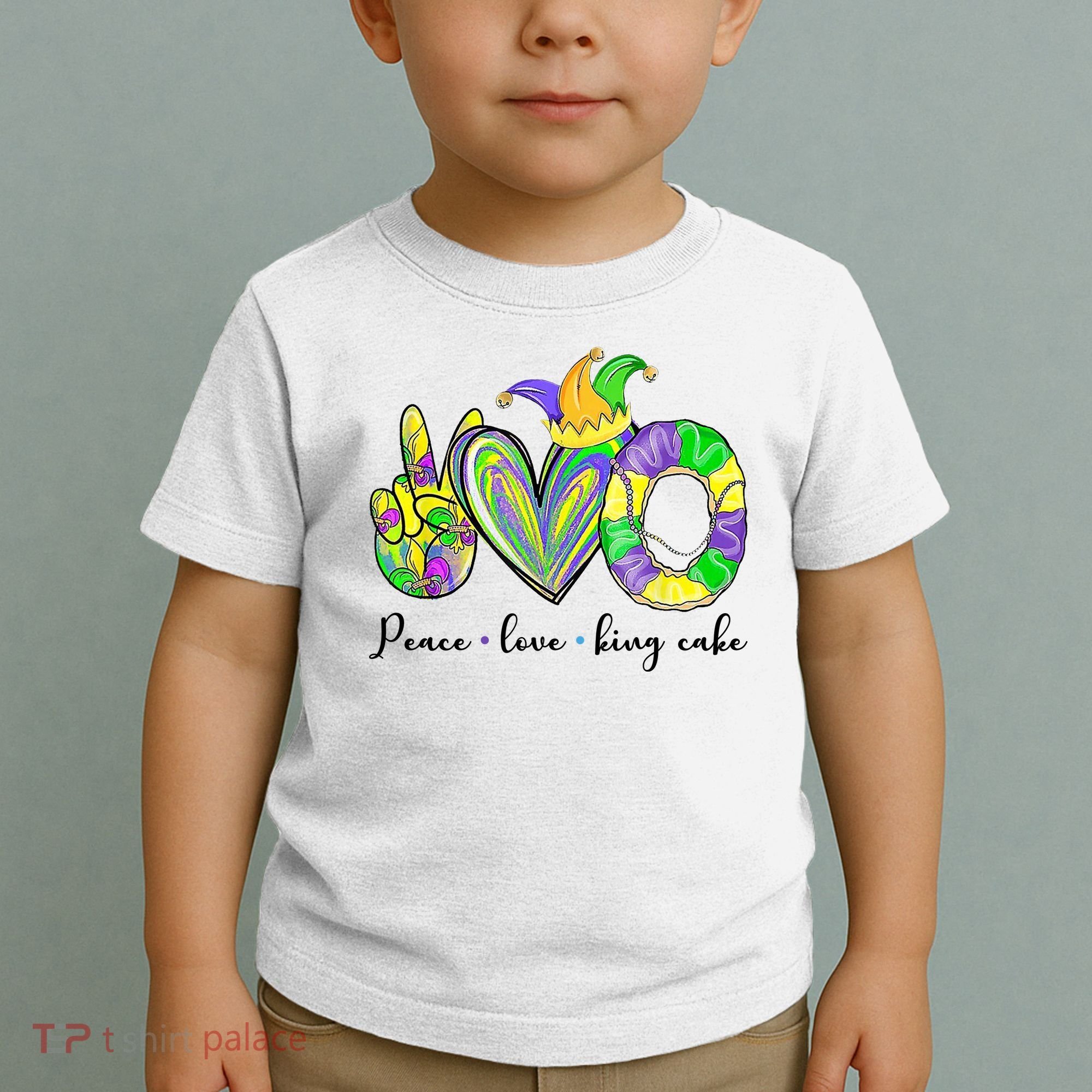 Peace Love King Cake Mardi Gras Toddler T-Shirt