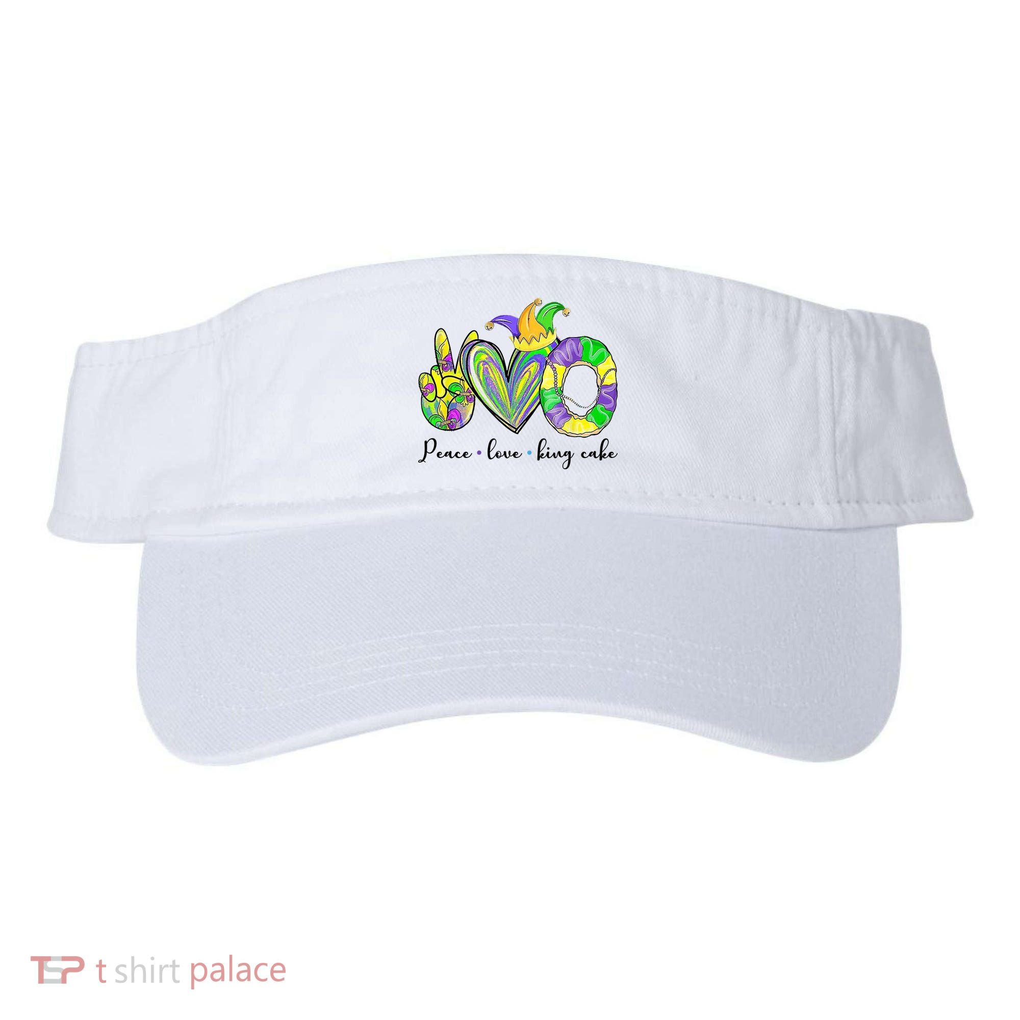 Peace Love King Cake Mardi Gras Visor