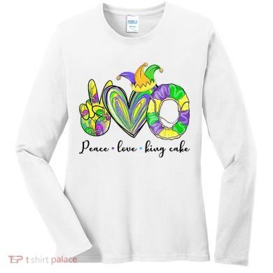 Peace Love King Cake Mardi Gras Women's Long Sleeve Shirt