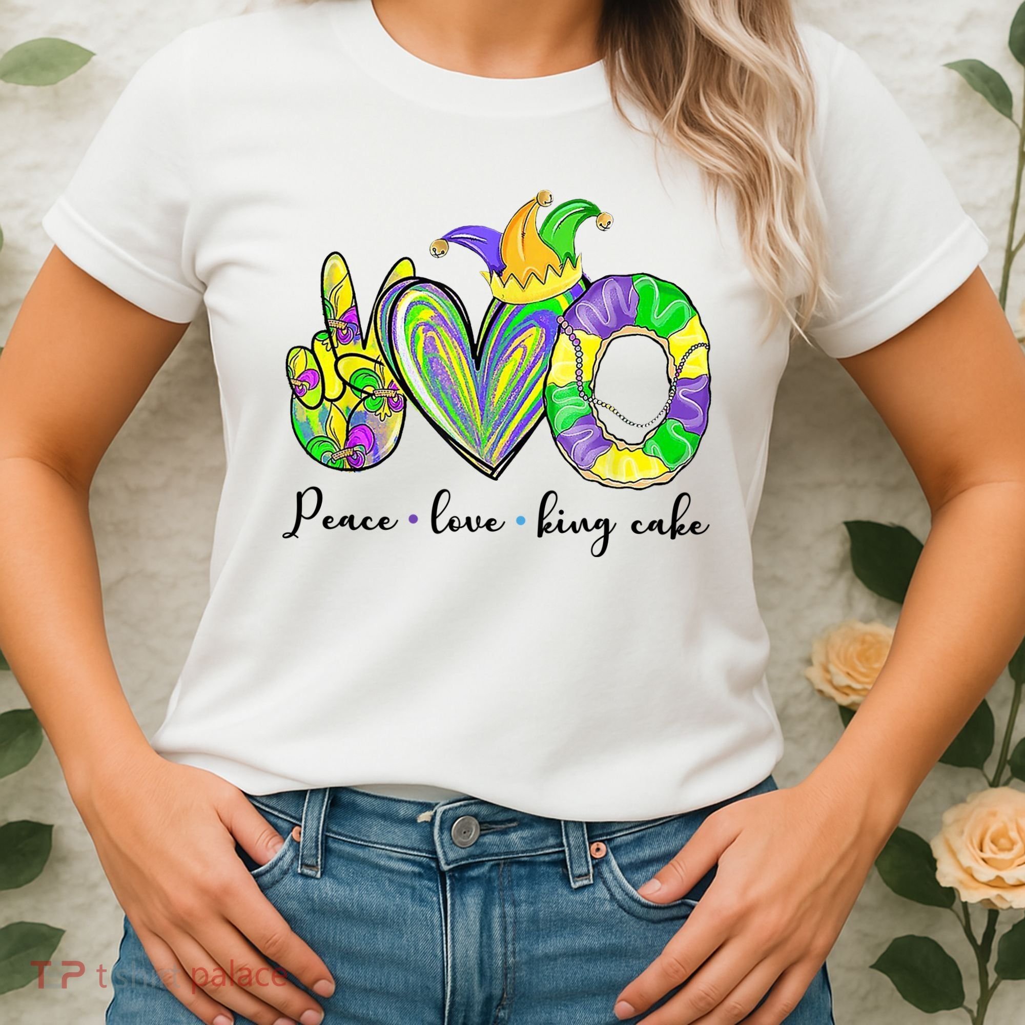 Peace Love King Cake Mardi Gras Women's T-Shirt