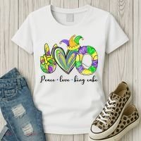 Peace Love King Cake Mardi Gras Women's T-Shirt thumb 3