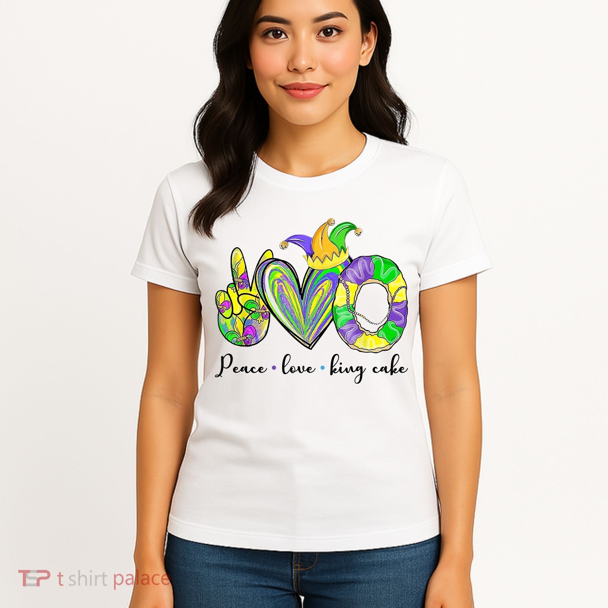 Peace Love King Cake Mardi Gras Women's T-Shirt