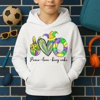 Peace Love King Cake Mardi Gras Kids Hoodie thumb 2