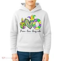 Peace Love King Cake Mardi Gras Kids Hoodie thumb 4