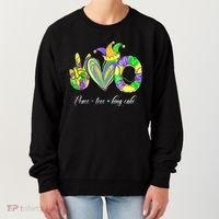 Peace Love King Cake Mardi Gras Women's Sweatshirt thumb 0