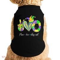 Peace Love King Cake Mardi Gras Doggie Tank thumb 0