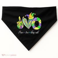 Peace Love King Cake Mardi Gras USA-Made Doggie Bandana thumb 0