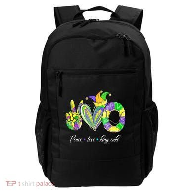 Peace Love King Cake Mardi Gras Backpack