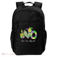 Peace Love King Cake Mardi Gras Backpack thumb 0