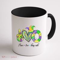 Peace Love King Cake Mardi Gras Coffee Mug thumb 1
