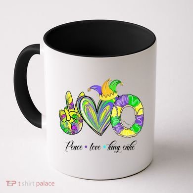 Peace Love King Cake Mardi Gras Coffee Mug