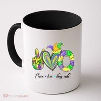 Peace Love King Cake Mardi Gras Coffee Mug thumb 0
